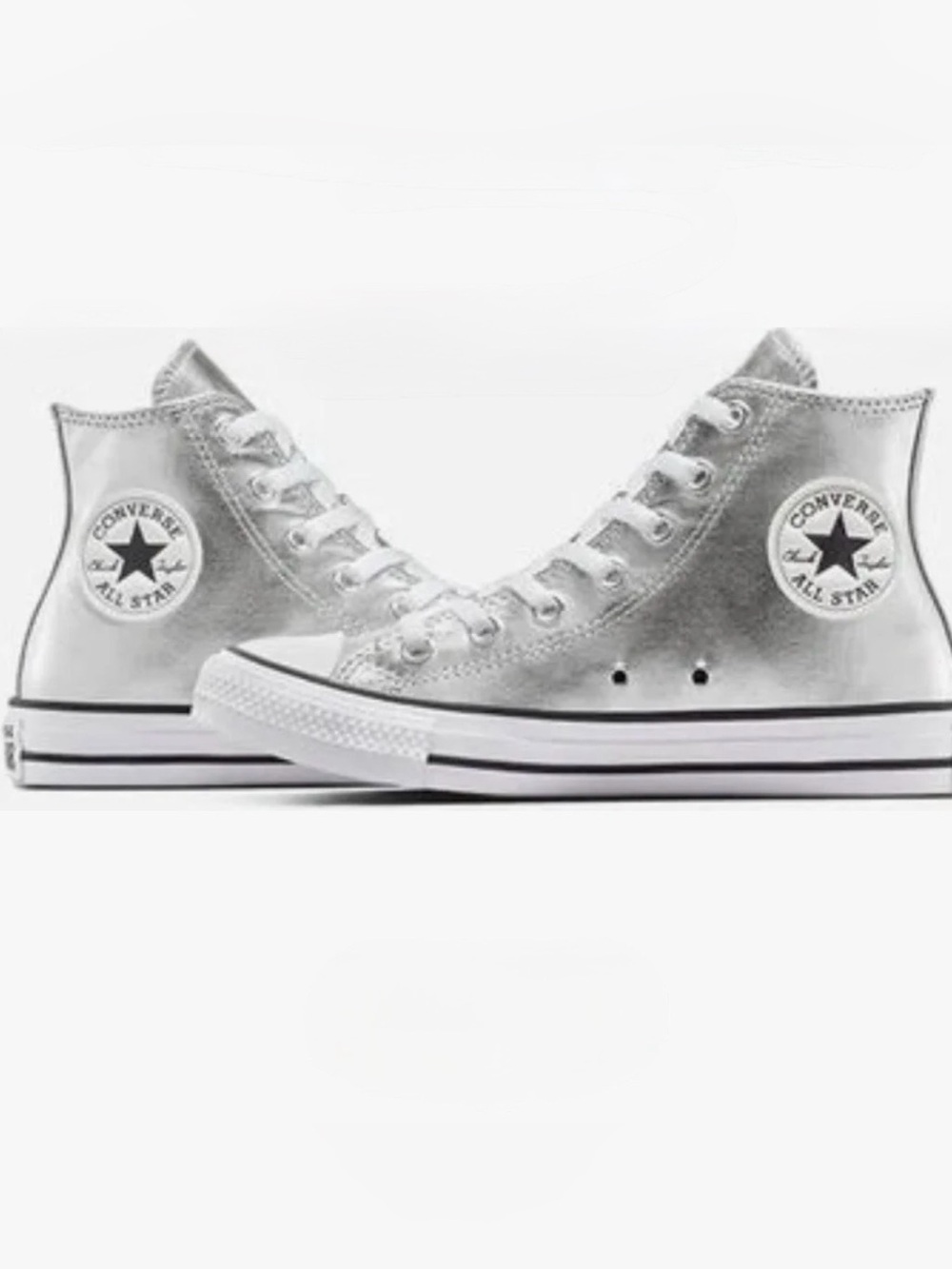 Women’s Chuck Taylor All-Star Silver Metallic High Top Sneakers - Picture 1 of 7